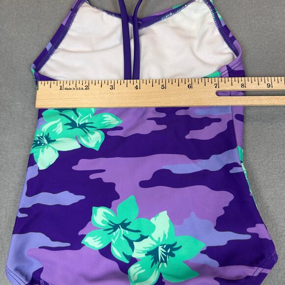 Kanu Surf Swimsuit Girls 2T Rylie Purple Teal Floral Daisy Beach Sport One Piece - Picture 4 of 9